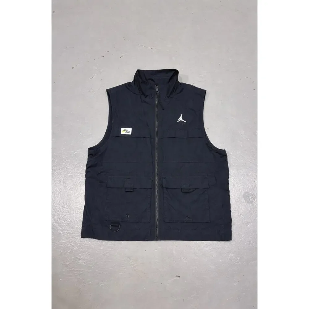 Jordan Utility Vest Black Y2K 2000s Medium Loose Fit Zip Pocket Vest
